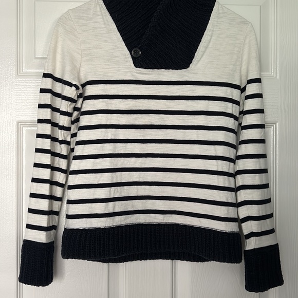 J. Crew Shawl-Collar Stripe Sweatshirt XS - Picture 5 of 10
